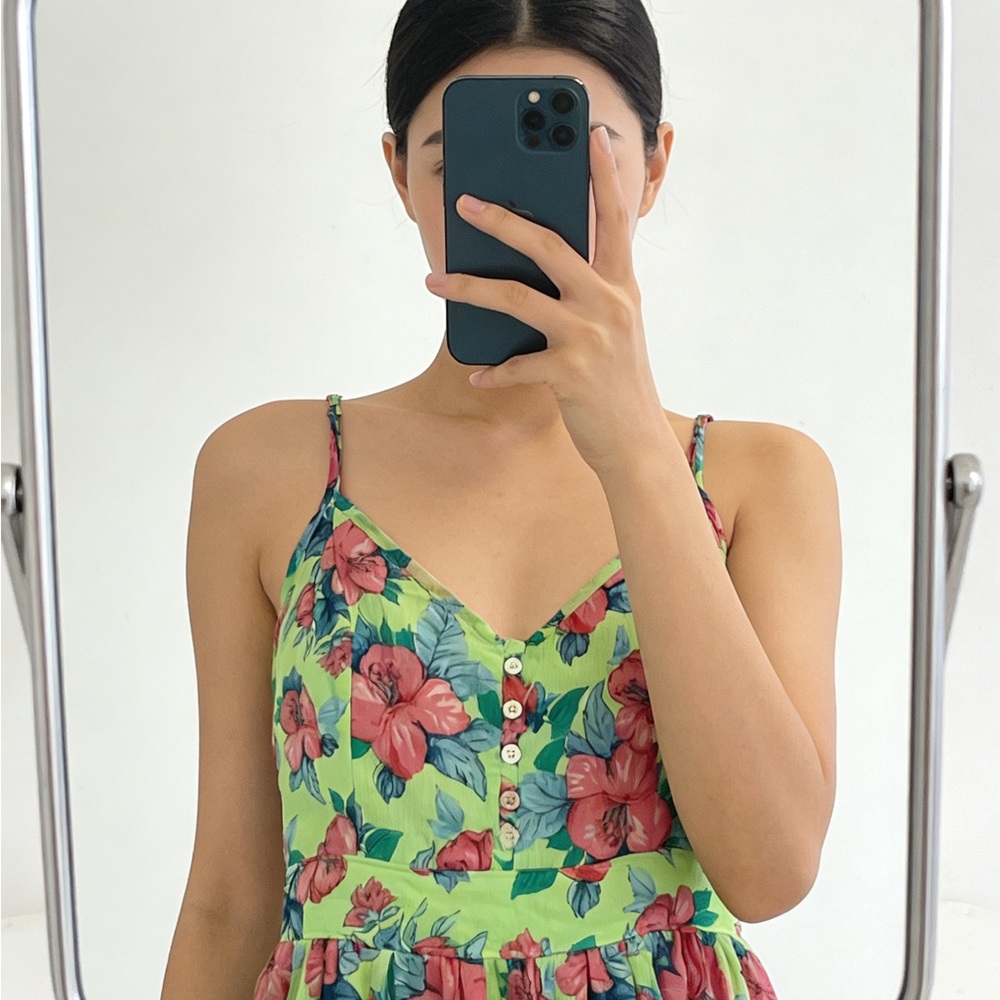 Hollister Green Floral Midi Dress